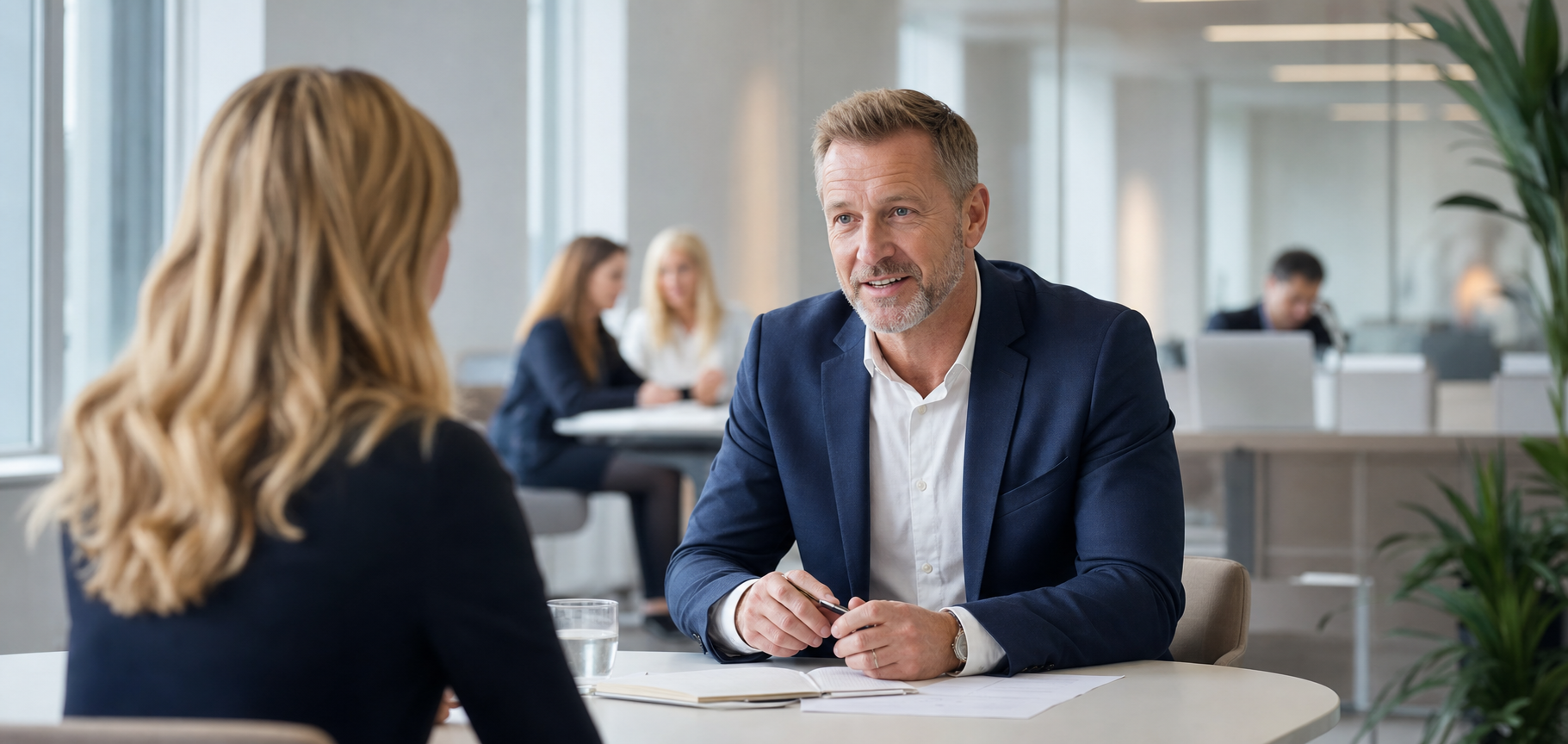 Recruitment professional meeting a candidate